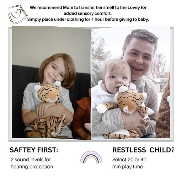 Musical Tiger Lovey Soft Square Orange Black 15 By 15, Detachable Music Device - Picture 4 of 14